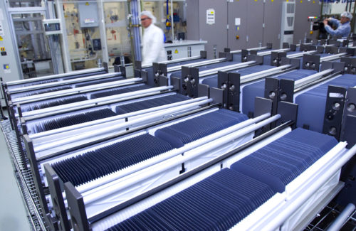 Chinese Solar Manufacturing. Stacked wafers at SolarWorld's Oregon manufacturing facility.